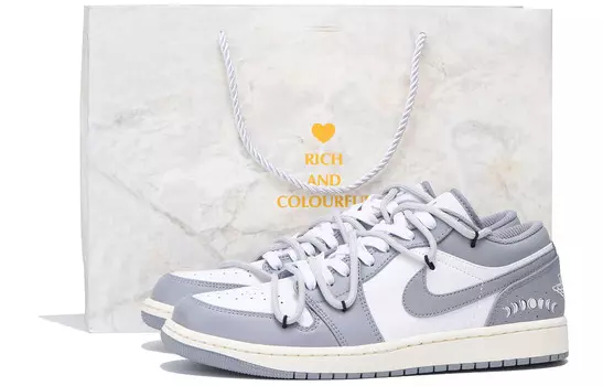 Кроссовки Air Jordan 1 Vintage Basketball Shoes Men Low-top White/gray, серый/белый