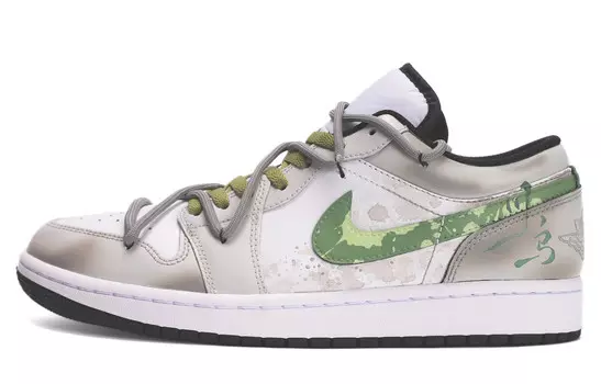 Кроссовки Air Jordan 1 Vintage Basketball Shoes Men Low-top Grey/Green, зеленый