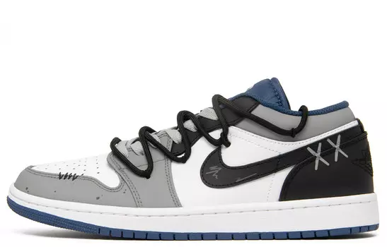 Кроссовки Air Jordan 1 Vintage Basketball Shoes Men Low-top Black/grey/white, черный