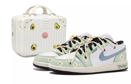Кроссовки Air Jordan 1 Vintage Basketball Shoes Women's Low-top White/green, зеленый
