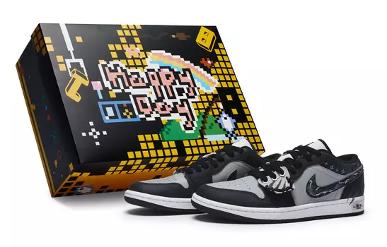 Кроссовки Air Jordan 1 Vintage Basketball Shoes Men Low-top Gray, черный/серый