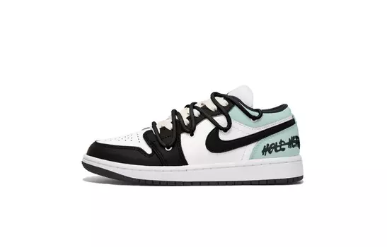 Кроссовки Air Jordan 1 Vintage Basketball Shoes Women's Low-top Black/White/Green, зеленый