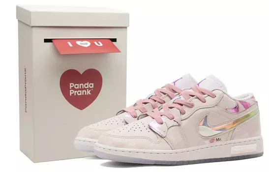 Кроссовки Air Jordan 1 Vintage Basketball Shoes Women's Low-top Beige/Pink, бежевый