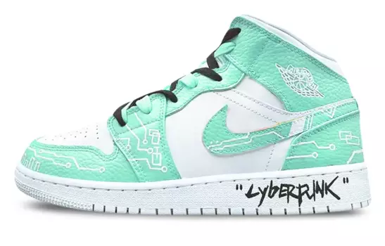 Кроссовки Air Jordan 1 Vintage Basketball Shoes Women's Mid-top White, зеленый