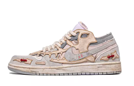 Кроссовки Air Jordan 1 Vintage Basketball Shoes Women's Low-top White/beige/grey/brown, слоновая кость