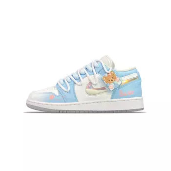 Кроссовки Air Jordan 1 Vintage Basketball Shoes Women's Low-top Blue/White, голубой