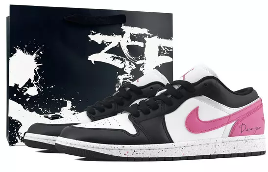 Кроссовки Air Jordan 1 Vintage Basketball Shoes Unisex Low-top White/pink/pearlescent Silver, розовый