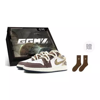 Кроссовки Air Jordan 1 Vintage Basketball Shoes Women's Low-top White/Brown, белый