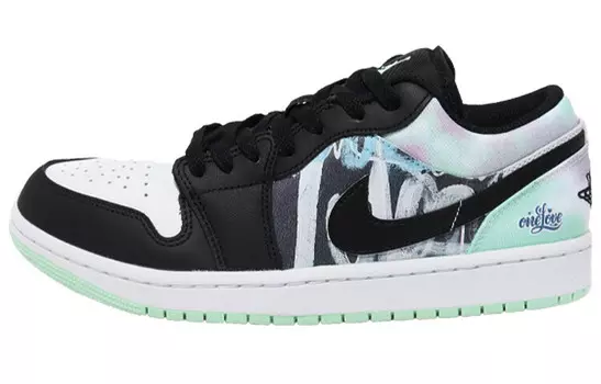 Кроссовки Air Jordan 1 Vintage Basketball Shoes Men Low-top White/Black/Green, черный