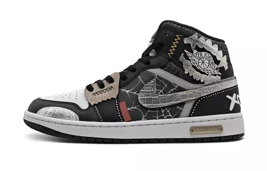 Кроссовки Air Jordan 1 Vintage Basketball Shoes Women's Mid-top Black, серый