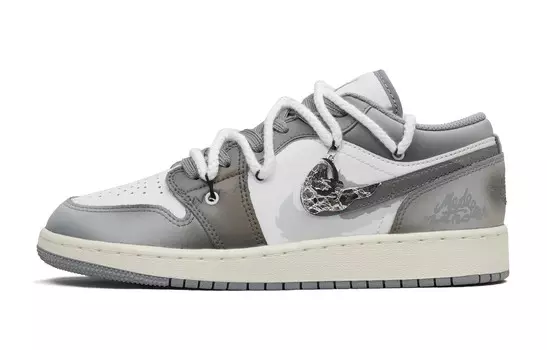 Кроссовки Air Jordan 1 Vintage Basketball Shoes Women's Low-top White, цвет Lead