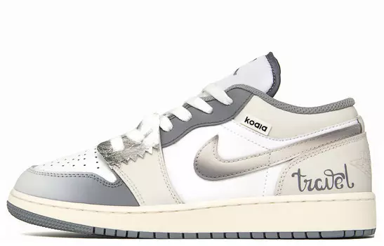 Кроссовки Air Jordan 1 Vintage Basketball Shoes Women's Low-top Silver/Grey, светло-серый