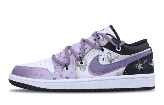 Кроссовки Air Jordan 1 Vintage Basketball Shoes Men Low-top White/black, фиолетовый