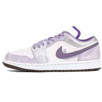 Кроссовки Air Jordan 1 Vintage Basketball Shoes Unisex Low-top Sail/Coconut Milk/Platinum Violet, белый/фиолетовый