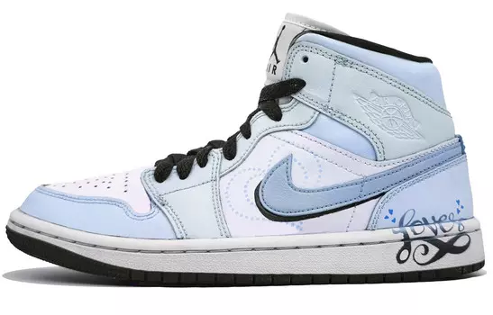 Кроссовки Air Jordan 1 Vintage Basketball Shoes Men High-top Dark Blue, Black, синий