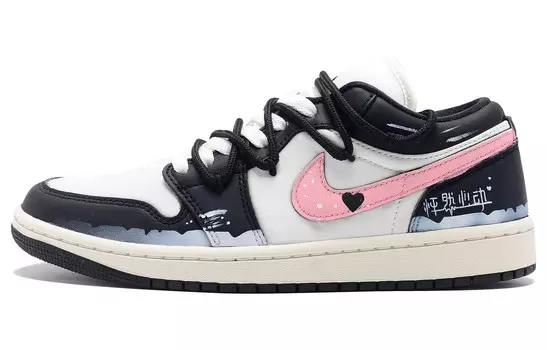 Кроссовки Air Jordan 1 Vintage Basketball Shoes Women's Low-top Black/pink, розовый