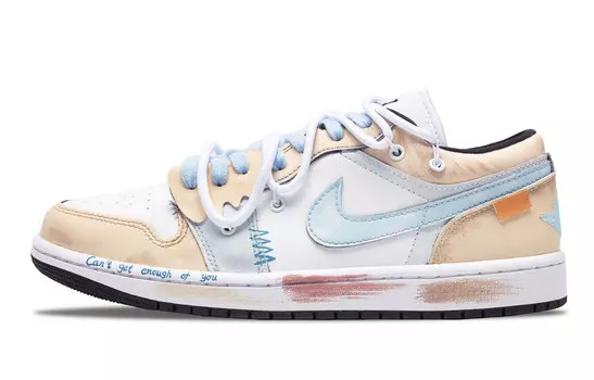 Кроссовки Air Jordan 1 Vintage Basketball Shoes Women's Low-top Blue, цвет Apricot
