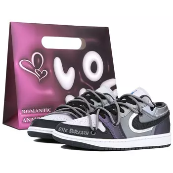 Кроссовки Air Jordan 1 Vintage Basketball Shoes Unisex Low-top Black/purple/gray, фиолетовый