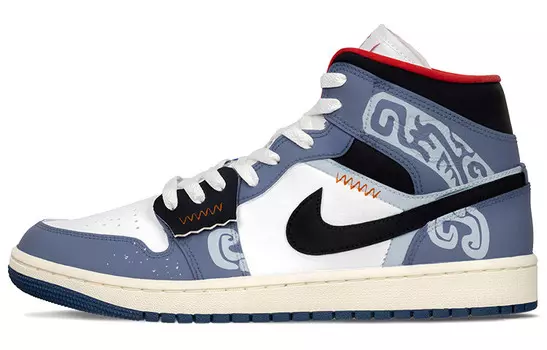 Кроссовки Air Jordan 1 Vintage Basketball Shoes Unisex Mid-top Blue/white, синий