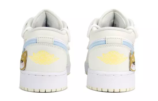 Кроссовки Air Jordan 1 Vintage Basketball Shoes Women's Low-top White, светло-желтый