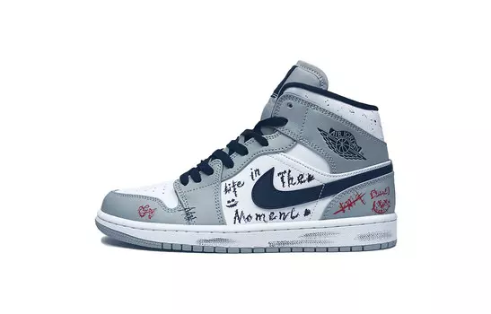 Кроссовки Air Jordan 1 Vintage Basketball Shoes Men Mid-top Grey/white, серый