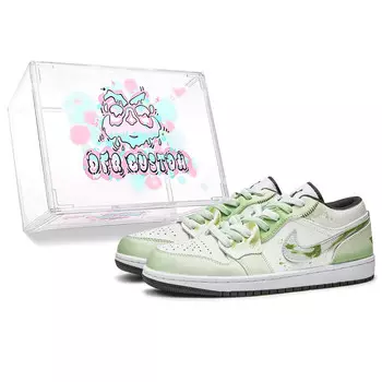 Кроссовки Air Jordan 1 Vintage Basketball Shoes Men Low-top White/green, зеленый
