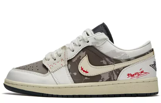 Кроссовки Air Jordan 1 Vintage Basketball Shoes Women's Low-top Brown/Green, коричневый