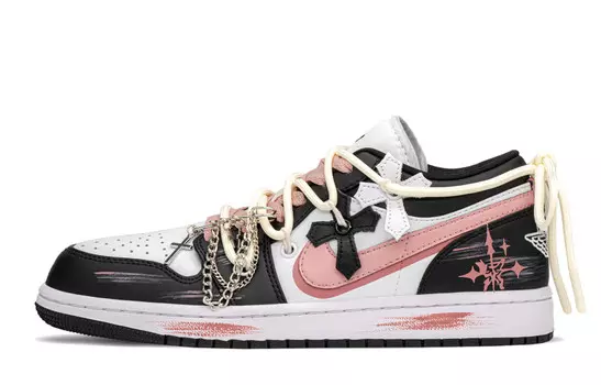 Кроссовки Air Jordan 1 Vintage Basketball Shoes Women's Low-top Black/pink, черный/розовый