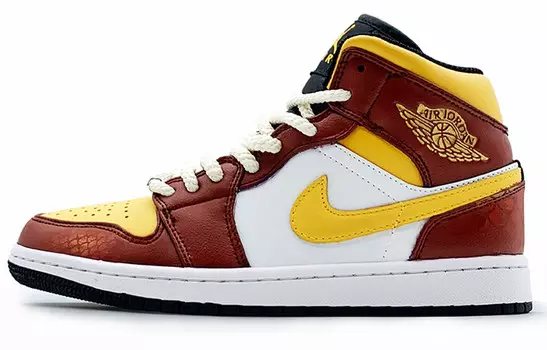 Кроссовки Air Jordan 1 Vintage Basketball Shoes Men High-top Red/yellow/white, красный