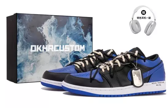 Кроссовки Air Jordan 1 Vintage Basketball Shoes Men Low-top Black/Blue, черный/синий