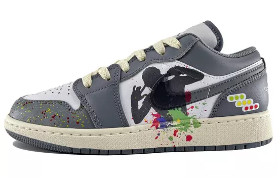 Кроссовки Air Jordan 1 Vintage Basketball Shoes Women's Low-top Gray, белый/серый