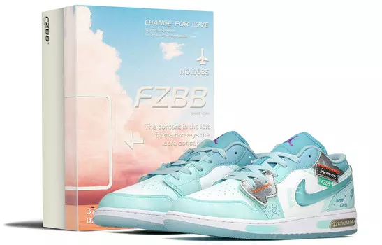 Кроссовки Air Jordan 1 Vintage Basketball Shoes Women's Low-top White/blue, синий/белый