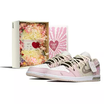 Кроссовки Air Jordan 1 Vintage Basketball Shoes Unisex Low-top Brown/Pink, белый