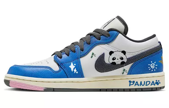 Кроссовки Air Jordan 1 Vintage Basketball Shoes Women's Low-top Black/Blue, синий