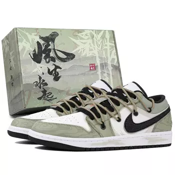 Кроссовки Air Jordan 1 Vintage Basketball Shoes Men Low-top Green, зеленый