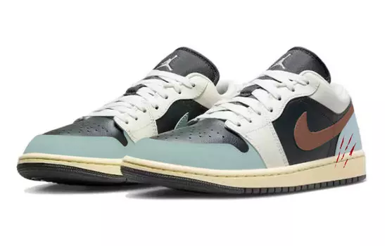 Кроссовки Air Jordan 1 Vintage Basketball Shoes Women's Low-top Green/black, зеленый