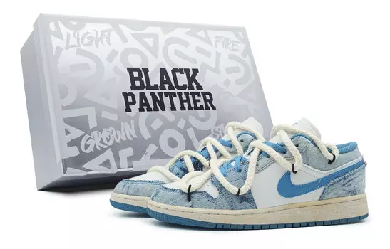 Кроссовки Air Jordan 1 Vintage Basketball Shoes Women's Low-top White/blue, синий