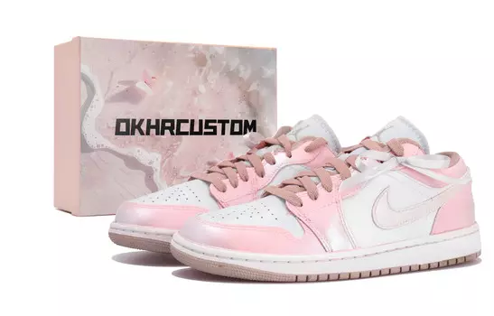Кроссовки Air Jordan 1 Vintage Basketball Shoes Unisex Low-top White/pink/silver, серебряный