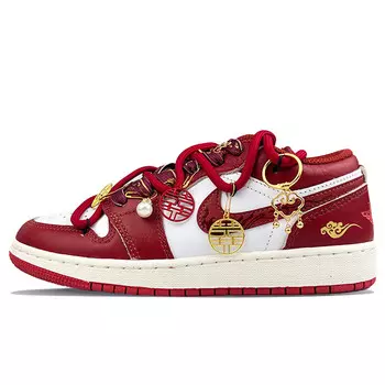 Кроссовки Air Jordan 1 Vintage Basketball Shoes Women's Low-top White/Red, белый/красный