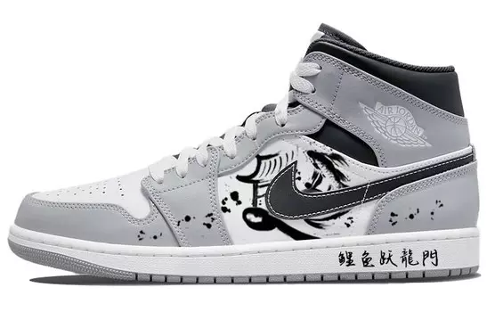 Кроссовки Air Jordan 1 Vintage Basketball Shoes Men High-top Off-white/white, серый