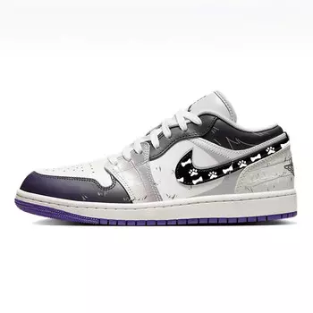 Кроссовки Air Jordan 1 Vintage Basketball Shoes Women's Low-top White/black/purple, фиолетовый
