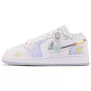 Кроссовки Air Jordan 1 Vintage Basketball Shoes Women's Low-top Blue/white/yellow, синий/белый