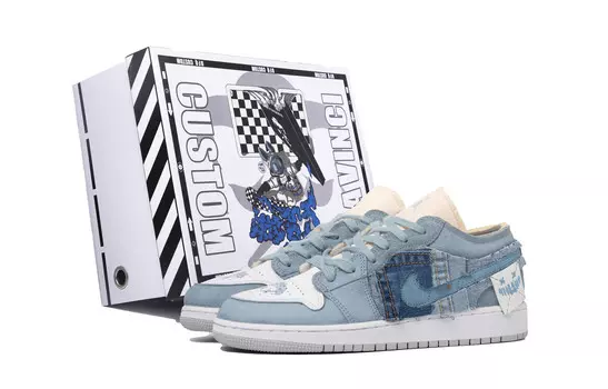 Кроссовки Air Jordan 1 Vintage Basketball Shoes Women's Low-top Blue/white, голубой