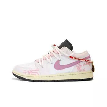 Кроссовки Air Jordan 1 Vintage Basketball Shoes Women's Low-top White/pink, розовый