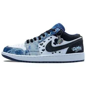 Кроссовки Air Jordan 1 Vintage Basketball Shoes Men Low-top Blue/black, голубой