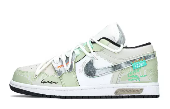 Кроссовки Air Jordan 1 Vintage Basketball Shoes Men Low-top Beige/green, хаки/зеленый