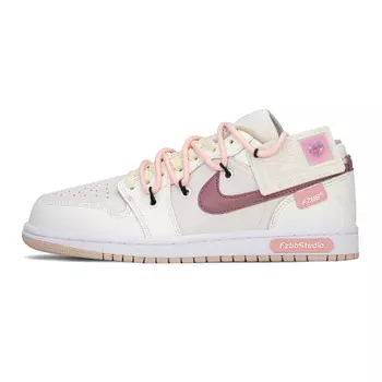 Кроссовки Air Jordan 1 Vintage Basketball Shoes Unisex Low-top Beige/Pink, белый/фиолетовый