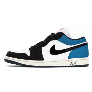 Кроссовки Air Jordan 1 Vintage Basketball Shoes Men Low-top Blue/Black/White, синий/черный/белый