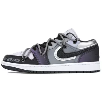 Кроссовки Air Jordan 1 Vintage Basketball Shoes Unisex Low-top Black/purple/gray, фиолетовый