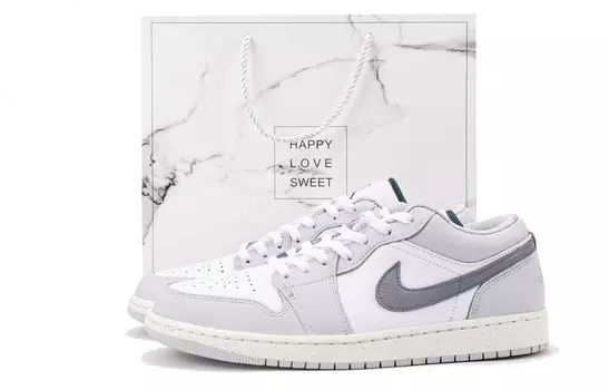 Кроссовки Air Jordan 1 Vintage Basketball Shoes Men Low-top Blue, светло-серый